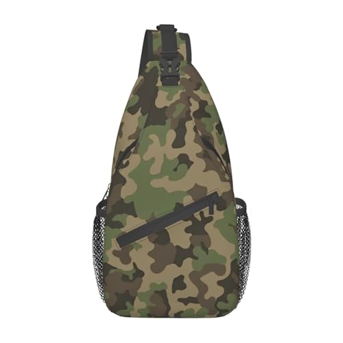 Stilvoller Twill-Brustrucksack, Freizeit-Rucksack, kleine Tasche für Reisen, Arbeit, Freizeit, Grün, Camouflage, grün camo, Rozmiar uniwersalny von LimPac