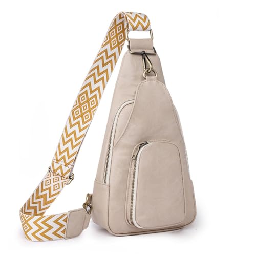 Limtula 2023 Crossbody-Hüfttasche, Brusttasche für Teenager, Mädchen, PU-Bauchtasche, große Kapazität, Sporttasche, vielseitige Reisetasche, Gürteltaschen, beige von Limtula