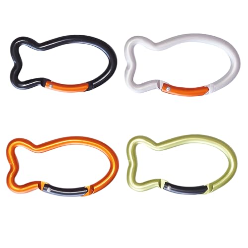 Limtula 4Pcs Fisch Form Frühling Clip Outdoor Aluminium Schlüsselanhänger Behänge Schnallen Karabiner Schlüsselanhänger Tasche Clip Haken Anschlüsse von Limtula