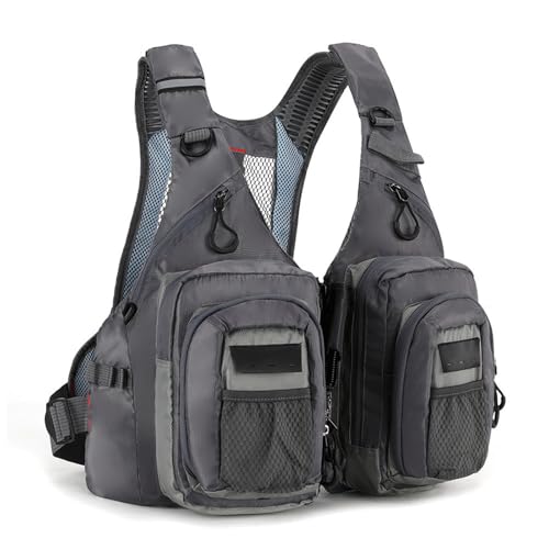 Verstellbare Fliegenfischweste, Outdoor-Netz, Angelweste, Angeltasche, leichte Brusttasche, Angelausrüstungsrucksack von Limtula