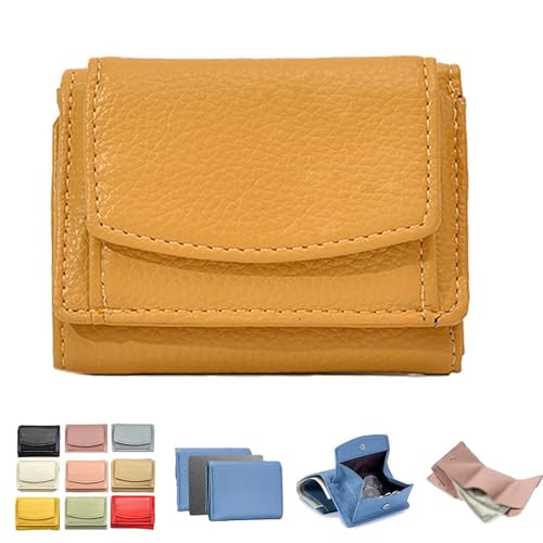 LinZong Unisex Anti-Credit Card Fraud Folding Mini Wallet, Genuine Leather RFID Blocking Card Holder Organizer Pocket Mini Wallet (J) von LinZong