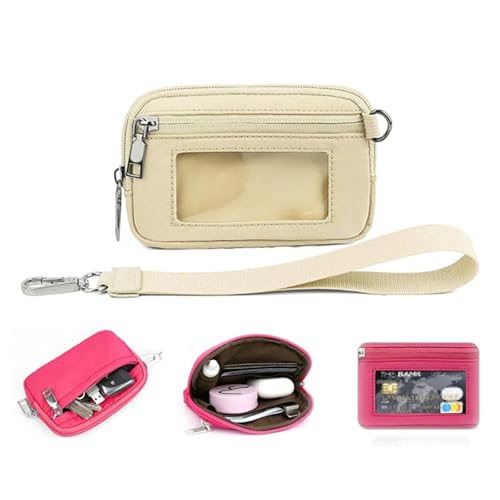 LinZong Women's Multifunctional Fashion Wristlet Bag,Zip Card Case with Clear ID Window,Large Capacity Nylon Quilted Wallet von LinZong