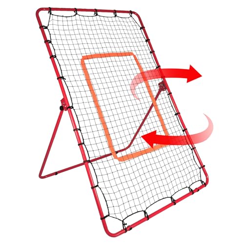 Lineslife Baseball- und Softball-Rückprallnetz, verstellbarer Winkel, Rebounder-Übungstrainer zum Aufstellen, Werfen, Fangen, 1,8 x 1,2 m, Rot von Lineslife
