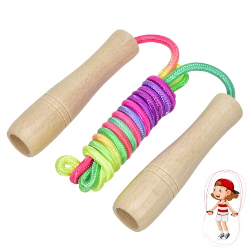 Premium Springseil Kinder, Linkgood 260cm Seilspringen Skipping Rope Kids mit Holzgriff für Jungen & Mädchen, Verstellbares Regenbogen Springseil, Ideales Einschulungsgeschenk, Geburtstagsgeschenk Premium Springseil Kinder, Linkgood 260cm Seilspringen Skipping Rope Kids mit Holzgriff für Jungen & Mädchen, Verstellbares Regenbogen Springseil, Ideales Einschulungsgeschenk, Geburtstagsgeschenk von Linkgood