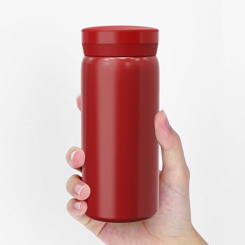 Linkidea 7 oz (200 ml) Mini-Wasserflasche, kleine vakuumisolierte Edelstahl-Wasserflasche für heiße und kalte Getränke, passt in Handtaschen, Geldbörsen und Hosentaschen (Rot) von Linkidea