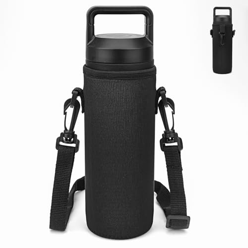 Linkidea Wasserflasche Zaunhülle mit Haken, kompatibel mit Yeti Rambler Flasche, 510 ml, Hydro Flask Weithalsflasche, 510 ml, 567 ml, Neopren-Wasserflaschen-Trageriemen, Tasche für Outdoor-Sport, von Linkidea