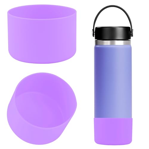 Linkidea Wasserflaschen-Schutzhülle, kompatibel mit Hydro Flask Wide Mouth/Standard Mouth 12oz/14oz/16oz/18oz/20oz/21oz/24oz, Silikon-Flaschenbodenschutz, Flaschenstoßstange (2 Stück) (Lila) von Linkidea