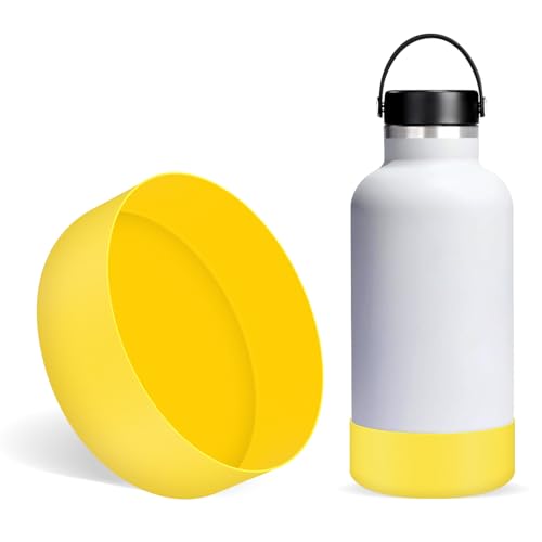 Linkidea Wasserflaschen-Schutzhülle, kompatibel mit Hydro Flask Wide Mouth 64oz, Growler 64oz, Silikon-Wasserflaschen-Unterhüllenschutz, Flaschenstoßfänger (Gelb) von Linkidea