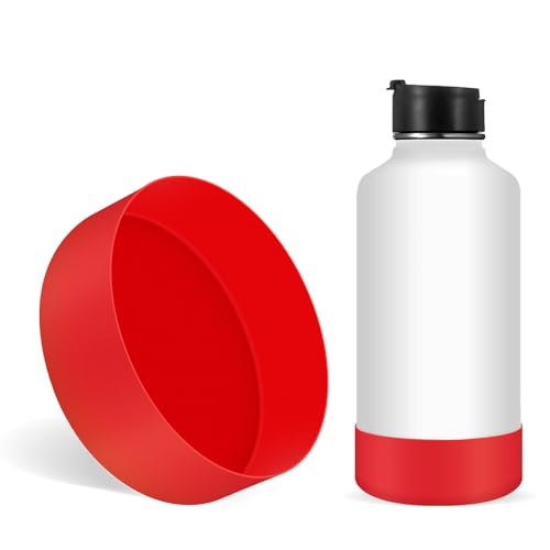 Linkidea Wasserflaschen-Schutzhülle, kompatibel mit Hydro Flask Wide Mouth 64oz, Growler 64oz, Silikon-Wasserflaschen-Unterhüllenschutz, Flaschenstoßstange (Hellrosa) (Rot) von Linkidea