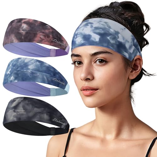Stirnband Damen - Elastische Haarband Breit Schnelltrocknend Schweißband Stirn für Sport Yoga Laufen Workout Training Fitness Tennis Gym Radfahren Wandern Joggen (3 Stück Schattierung) Stirnband Damen - Elastische Haarband Breit Schnelltrocknend Schweißband Stirn für Sport Yoga Laufen Workout Training Fitness Tennis Gym Radfahren Wandern Joggen (3 Stück Schattierung) von Linlook