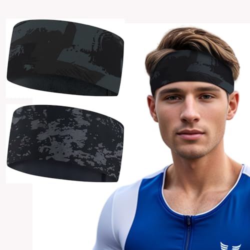 Stirnband Sport - Breit Schweißband Stirn für Herren und Damen, Schnelltrocknend Haarband für Fitness Joggen Laufen Rad Wandern Tennis und Yoga von Linlook