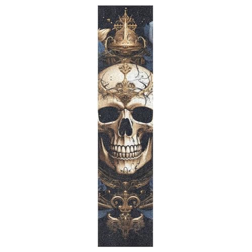 Linnyio Blumenmuster Blauer Totenkopf Skateboard-Sticker Perfekt für Board Individualisierung Skateboard-Griptape-Blätter Blasenfreie Anti-Rutsch-Tapes für Mädchen Jungen von Linnyio