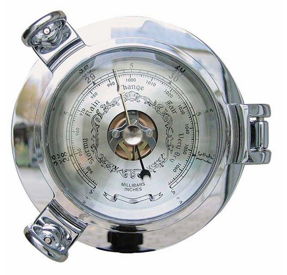 Linoows Dekoobjekt Barometer im Bullauge, Schiffsbarometer vernickelt, Großes Dosenbarometer vernickelt Ø 14 cm Linoows Dekoobjekt Barometer im Bullauge, Schiffsbarometer vernickelt, Großes Dosenbarometer vernickelt Ø 14 cm von Linoows