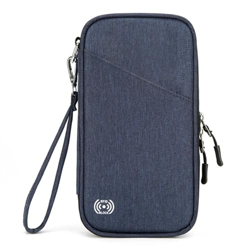 Linsomo Vielseitige Reisebrieftasche mit Sperrung der Kreditkartenaufbewahrung, perfekt for Internationale Reisen und Geschäftstreffen(Color:Blue) von Linsomo