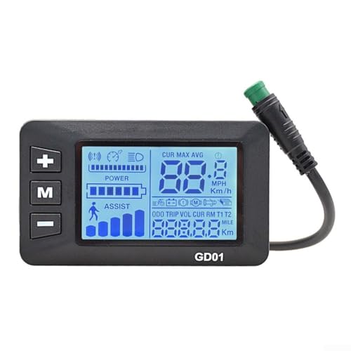 Für E-Bike GD01 LCD Display Wasserdichtes Design, Multi Spannung 24V/36V/48V, Einstellbare Hintergrundbeleuchtung für optimale Sichtbarkeit von Lioaeust