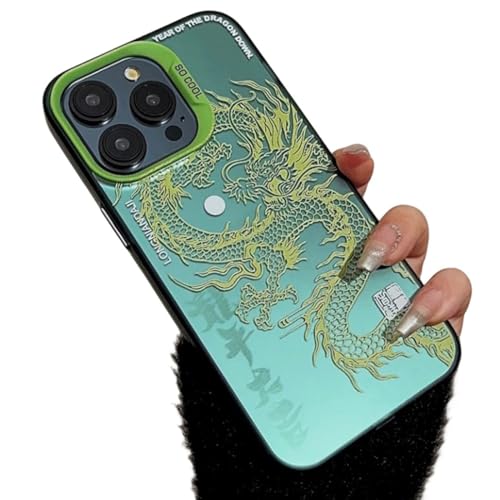 2024 Chinese Tradition Dragon Edition Case for iPhone, Illusory Color Chinese Dragon Cover Case for iPhone 15 Pro Max (for iPhone 13,Green) von Lioncool