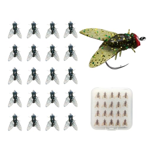 Bionic Fly Fishing Bait 20PCS, 2024 New Fly Hook Soft Bait Add Fish Attractant Fishing Gear, Trout Jigs Swimbaits Dry Flies Bass Fly Fishing Lures Kit, Boilies Fishing Carp Baits (Blue,12MM) von Lioncool
