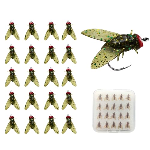 Bionic Fly Fishing Bait 20PCS, 2024 New Fly Hook Soft Bait Add Fish Attractant Fishing Gear, Trout Jigs Swimbaits Dry Flies Bass Fly Fishing Lures Kit, Boilies Fishing Carp Baits (Yellow,8MM) von Lioncool