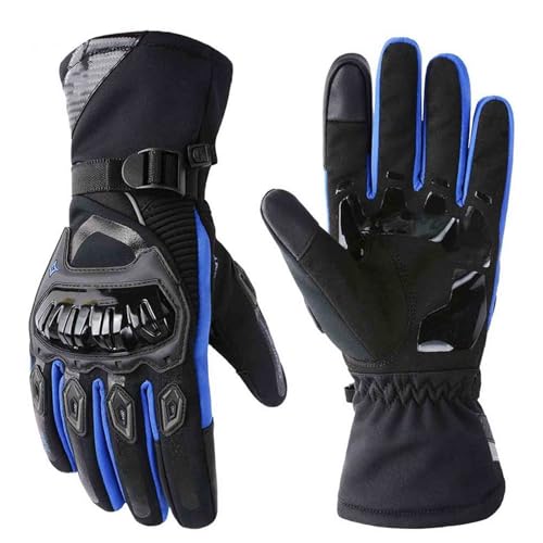 Lipski Die isolierten, wetterfesten Motorradhandschuhe, Winterhandschuhe aus Carbonfaser mit Touchscreen, Motorradhandschuhe für Frauen und Männer bleiben beim Fahren warm und geschützt (Blue,XXL) von Lipski