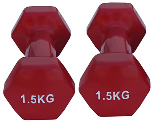 Lisaro 2er Set Vinyl Hanteln, Kurzhanteln mit Oberfläche aus Vinyl, ideal für Aerobic Gymnastik Pilates. Gewicht-1,5kg Lieferung pro Paar. von Lisaro