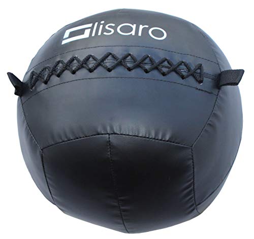 lisaro Premium Fitness Ball | Medizinball für Ausdertraining & Funktionelles Krafttraining - Gewichtball Gymnastikball Wallball, schwarz. (10kg) von lisaro