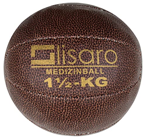 Lisaro Profi Medizinball | Kunstleder | Braun | Top Qualität | Gewichtsball | Trainingsball | Slamball | Fitness Ball (1,5kg) von Lisaro
