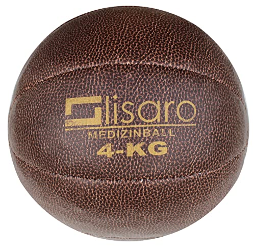 Lisaro Profi Medizinball | Kunstleder | Braun | Top Qualität | Gewichtsball | Trainingsball | Slamball | Fitness Ball (4kg) von Lisaro