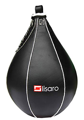 LISARO Speed Ball, Boxbirne, Punchingball Schlagbirne echtes Leder, Speed Ball schwarz von lisaro