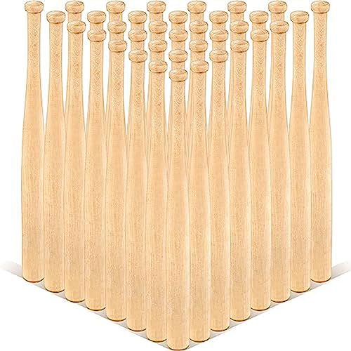 Lisher 36 Stück Mini-Baseballschläger, 7 Zoll, kleine Baseballschläger aus Holz, unlackiert, für Malerei und Schlüsselanhänger von Lisher