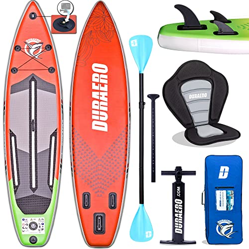 Stand up Paddling Board Aufblasbare SUP Board Set, Kajak Sitz, 330x76x15cm, Tragkraft bis 150Kg, Integrierte Kick-Pad, 3 Finnen,Adjustable Double Paddle, Red von Liszton