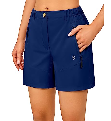 Little Donkey Andy Damen Leichte Schnelltrocknend Shorts Stretch Kurze Hose 5 Zoll Shorts für Wandern, Golf, Camping, Reisen Dunkelblau XXL von Little Donkey Andy