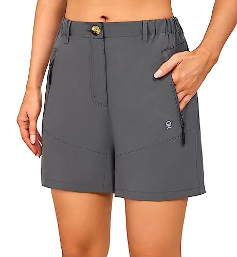 Little Donkey Andy Damen Leichte Schnelltrocknend Shorts Stretch Kurze Hose 5 Zoll Shorts für Wandern, Golf, Camping, Reisen Grau L von Little Donkey Andy