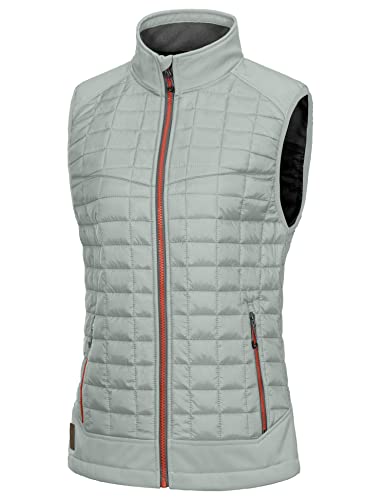 Little Donkey Andy Leichte Puffer Weste Damen Warme Ärmellose Outdoorjacke Wandern Reisen Laufen, Light Gray XS von Little Donkey Andy