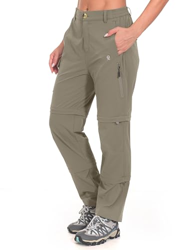 Little Donkey Andy Zip Off Wanderhose Damen Atmungsaktiv Schnell Stretch Trekkinghose Abnehmbar Outdoorhose Funktionshose Dunkelkhaki XL von Little Donkey Andy