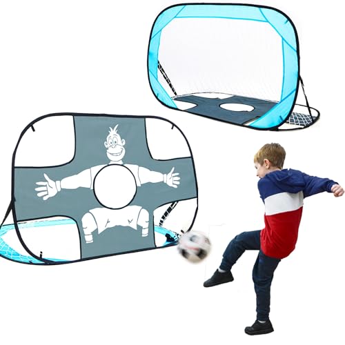 LittleTom 2-in-1 Fussballtor mit Torwand für Kinder - 125x80 Pop-Up Fußballtor Faltbar - Garten Fussball Tor Pop Up Tor für Kinderzimmer - Handball Tor mit Torwand Netz Eishockey Tor Streethockey Tor von LittleTom