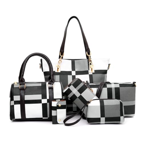 Frauen Damen 6 PCs Handtasche Set Top Grifftasche Totes Totes Satchels Crossbody -Umhängetaschen und Geldbörse, Hobos -Umhängetaschen Frauen Damen 6 PCs Handtasche Set Top Grifftasche Totes Totes Satchels Crossbody -Umhängetaschen und Geldbörse, Hobos -Umhängetaschen von Liummrcy