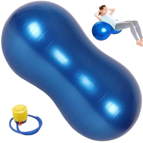 Yoga Ball für Schwangerschaft, Erdnussball, Anti -Burst -Dicker -PVC -Erdnuss -Trainingskugel, 35,4 x 17,7 Balance Ball mit einer Luftpumpe, tragbarer Erdnussball für Kinder Therapie Schwangerschaft von Liummrcy