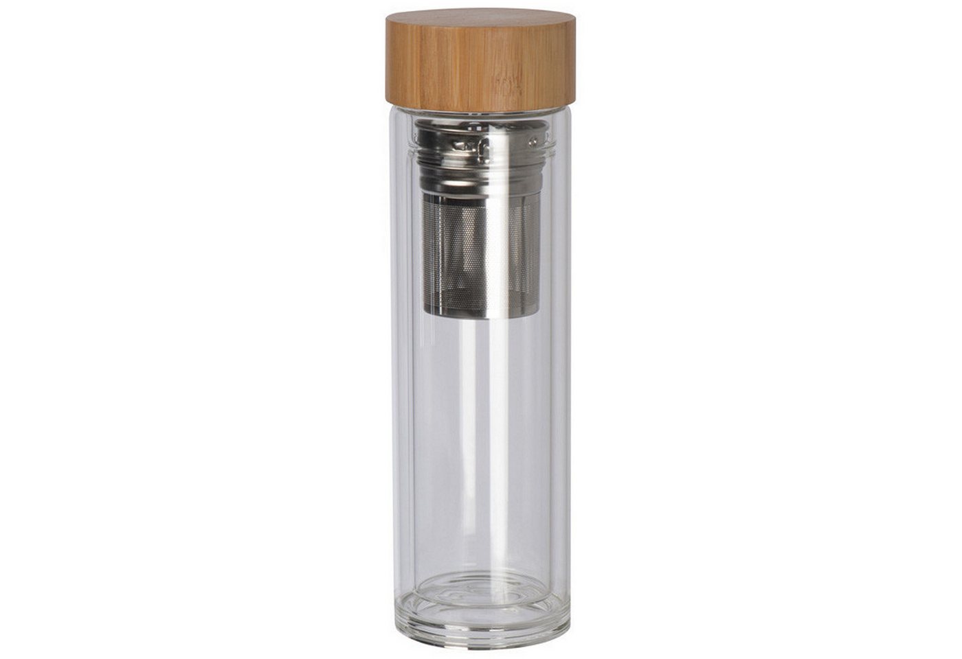 Livepac Office Trinkflasche Doppelwandige Vakuum Trinkflasche aus Glas mit Deckel aus Bambus / 420 von Livepac Office