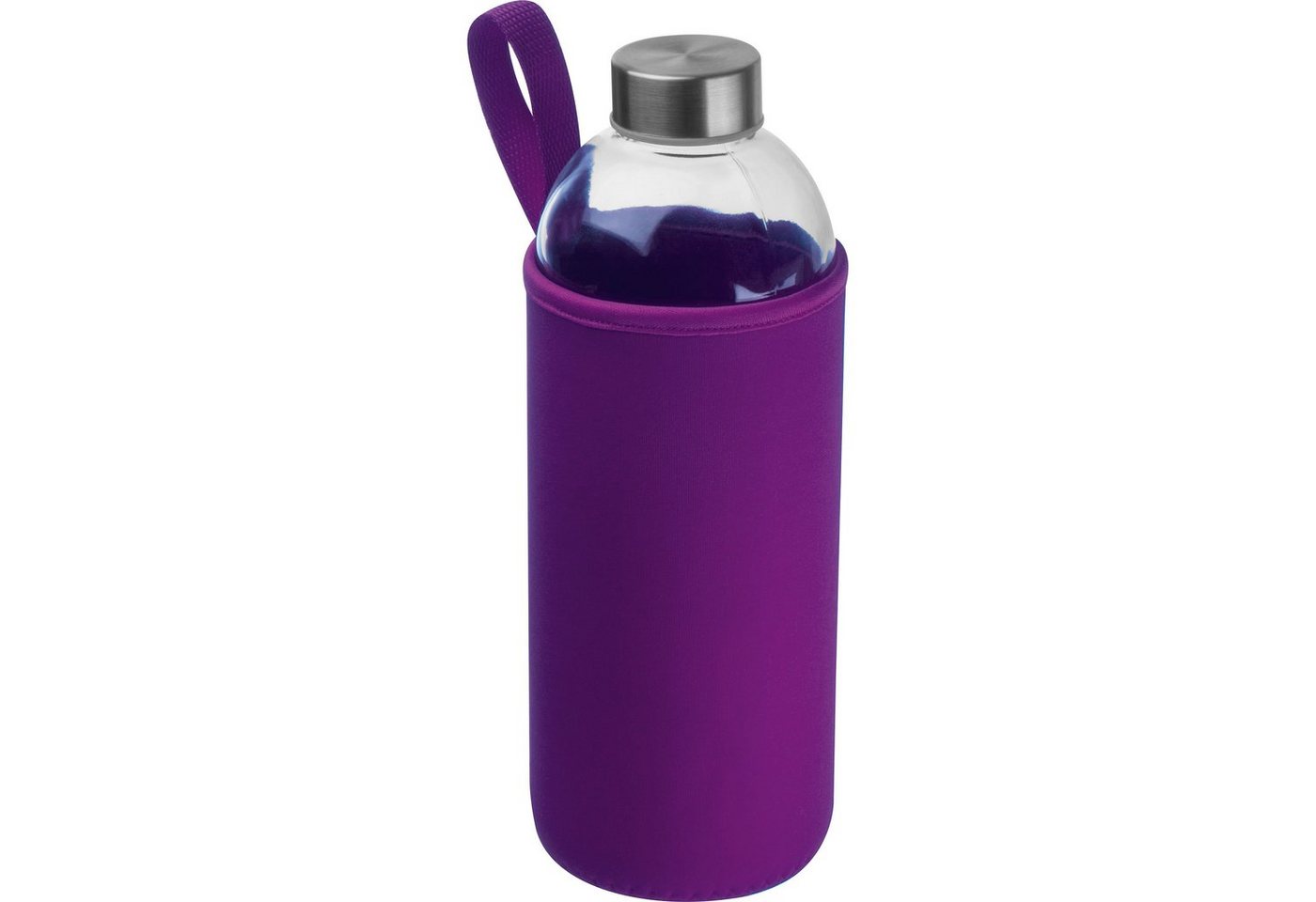 Livepac Office Trinkflasche Trinkflasche aus Glas mit Neoprensleeve / 1000ml / Neoprenfarbe: lila von Livepac Office