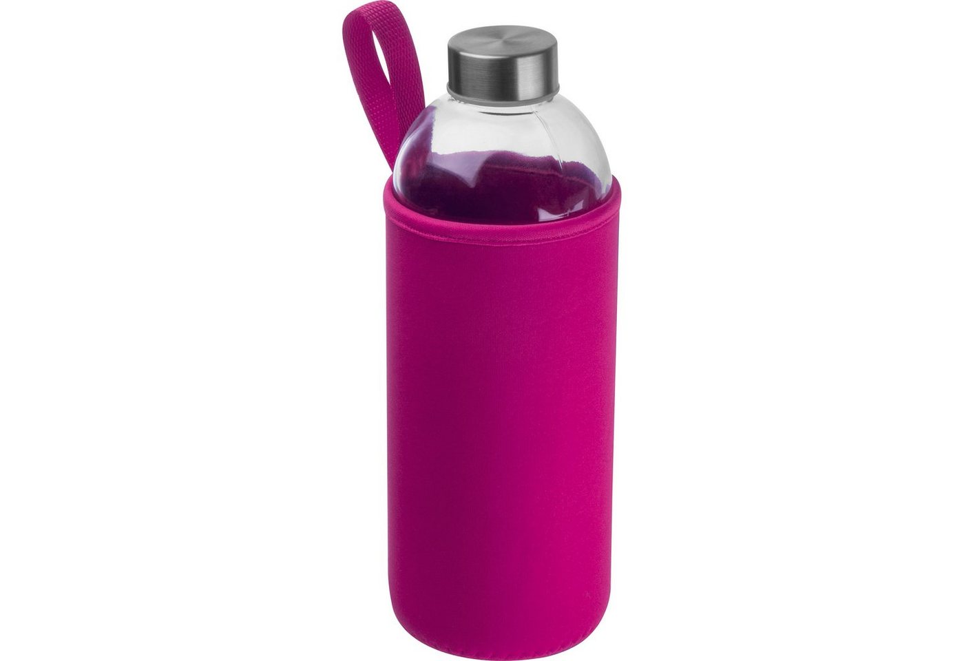 Livepac Office Trinkflasche Trinkflasche aus Glas mit Neoprensleeve / 1000ml / Neoprenfarbe: pink von Livepac Office