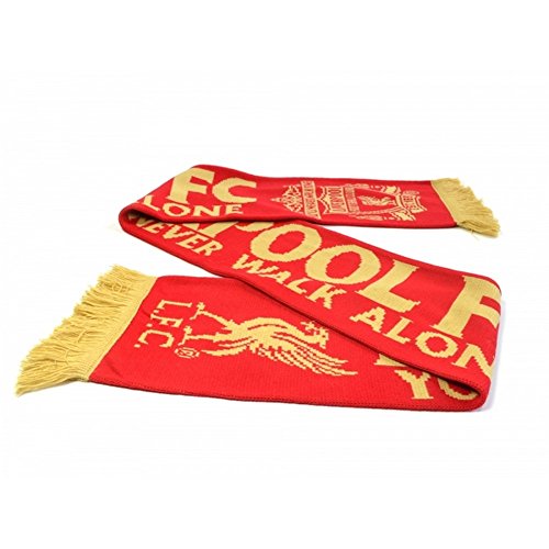 Liverpool FC You'll Never Walk Alone Red Gold Crest Liverbird Scarf LFC Official von Liverpool FC