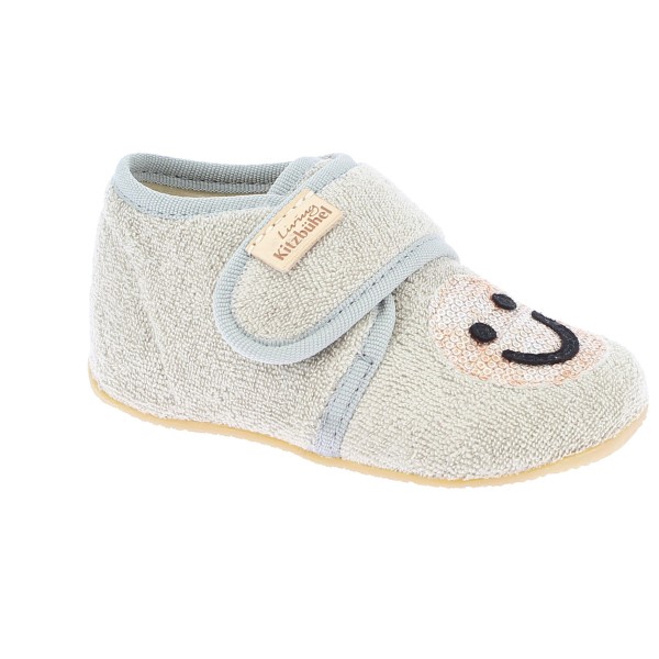 Living Kitzbühel - Kid's Babyklett Frottee Smiley - Hüttenschuhe Gr 21 grau/beige von Living Kitzbühel