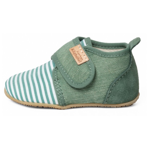 Living Kitzbühel - Kid's Babyklett Sigi Streifchen - Hüttenschuhe Gr 26 grün von Living Kitzbühel