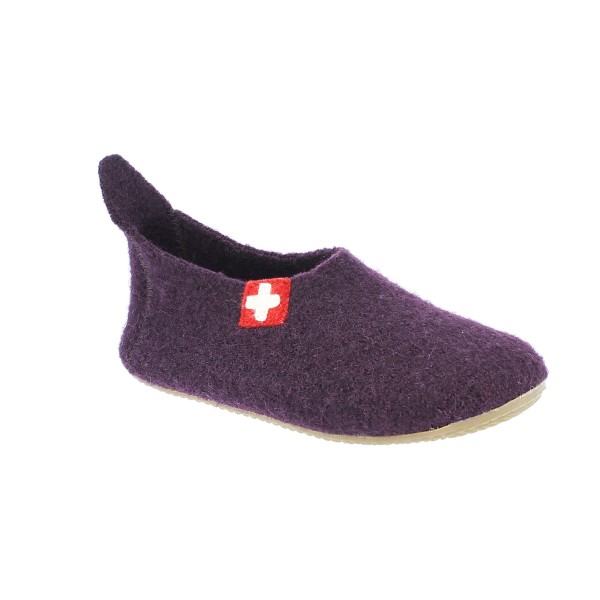 Living Kitzbühel - Slipper Schweizer Kreuz No. 4249 - Hüttenschuhe Gr 35 lila von Living Kitzbühel