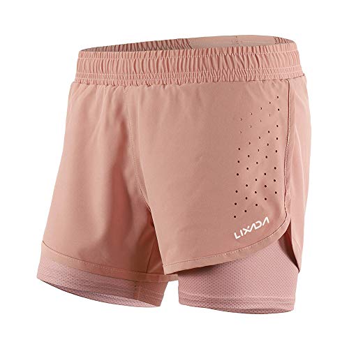 Lixada 2-in-1-Laufhose für Damen Schnell trocknend Atmungsaktiv Aktiv-Training Jogging-Radsport-Shorts mit längerem Innenschuh von Lixada