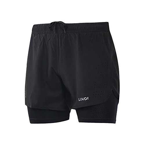 Lixada 2 in 1 Laufshorts für Herren, athletische Shorts, Fitness-Shorts, Marathon, atmungsaktive Hose + schnelltrocknend Lixada 2 in 1 Laufshorts für Herren, athletische Shorts, Fitness-Shorts, Marathon, atmungsaktive Hose + schnelltrocknend von Lixada