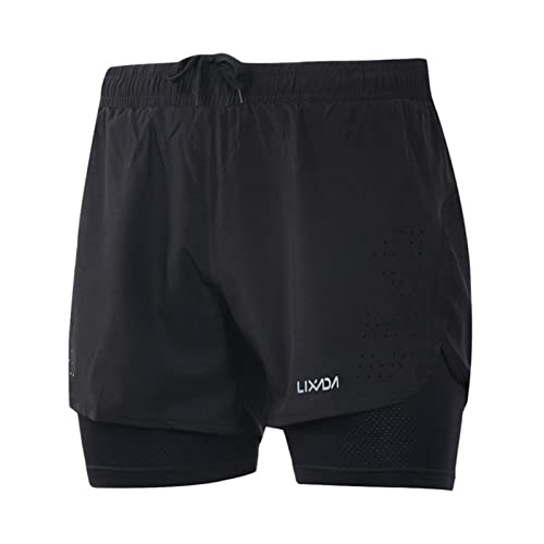 Lixada 2-in-1-Laufshorts für Herren, schnell trocknend, atmungsaktiv, für aktives Training, Joggen, Radfahren, Shorts mit längerer Innenhose von Lixada