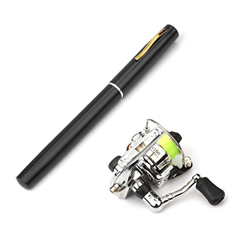 Lixada Angelausrüstung, 1M / 1,4M/1.6M Zusammenklappbar Angelrute Reel Combo Mini Pen Angelrute Kit 7 Farben-Feder-Form gefaltet Rute Rod Mit Rollenrad von Lixada