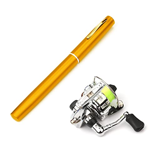 Lixada Angelausrüstung, 1M / 1,4M/1.6M Zusammenklappbar Angelrute Reel Combo Mini Pen Angelrute Kit 7 Farben-Feder-Form gefaltet Rute Rod Mit Rollenrad von Lixada