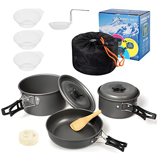 Lixada Camping Kochgeschirr Set Camping Topf Outdoor Geschirr Set Kochtopf Set mit Aufbewahrungstasche für 1-2 Personen Outdoor Utensilien Kochen Camping von Lixada